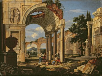 廃墟のある風景、1673 作： Johann Oswald Harms