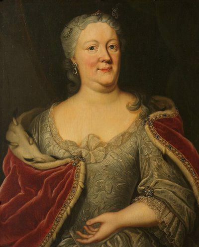 Maaike-Meu と呼ばれる Maria Louisa van Hessen-Kassel の肖像画。 フリースラント州総督ジョン・ウィレム・フリソの未亡人、オランジュ・ナッソー公 作： Johann Philipp Behr
