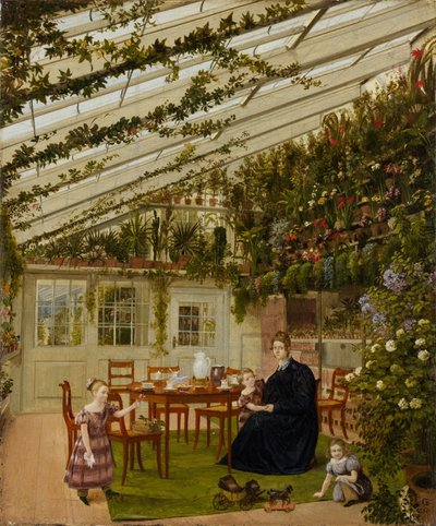 温室のウェストファル氏の家族、1836年。 作： Johann Philipp Eduard Gartner
