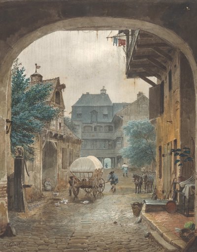 コルマールの宿屋の中庭の眺め、1821～77 年。 作： Johann Philipp Eduard Gartner