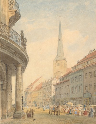 エフライム・パレを左に配したベルリンの眺め（1847年）。 作： Johann Philipp Eduard Gartner