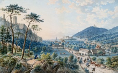ウィーン近くのバーデンのヴァイルブルク宮殿の眺め 作： Johann Raulino