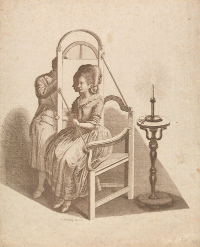 女性のシルエットを描くアーティスト 作： Johann Rudolph Schellenberg