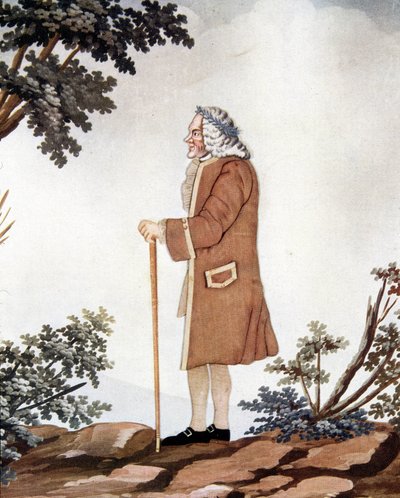 ヴォルテール（1694-1778）の肖像 - ジュネーブのヨハン・フーバーの作品とされる「グワッシュと絹」の作品 作： Johann Rudolph the Elder (attr.to) Huber