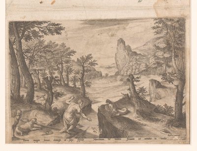 イカロスが落ちてくる風景 作： Johann Sadeler (I)