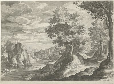 城のある川の風景 作： Johann Sadeler (I)