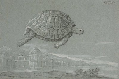 亀の習作と海辺の城塞都市の展望（ヴェネツィア） 作： Johann Salomon Wahl