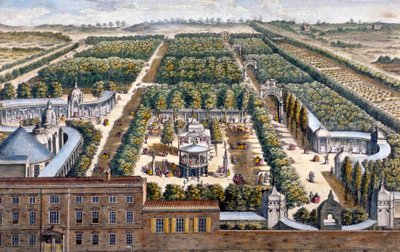 ボクスホール ガーデンズ、ランベス、ロンドン、1751 年。 作： Johann Sebastian Muller