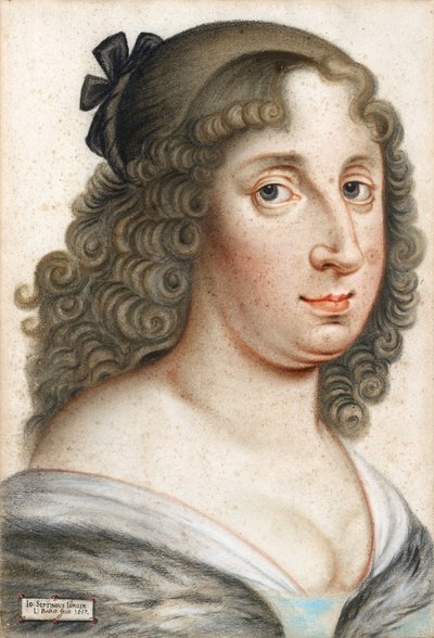 スウェーデンのクリスティーナ女王の肖像 (1626-1689) - ヨハン・セプティミウス・ヨルガー・フォン・トレット (1596-1672) の作品、紙にパステル 作： Johann Septimius Jörger von Tollet