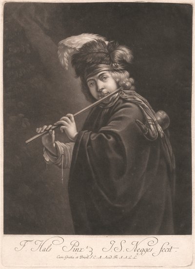 フルートを吹く少年 作： Johann Simon Negges