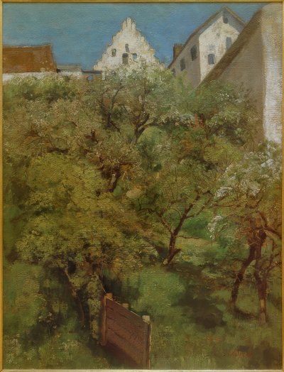 ダッハウ・タウンホールの下に咲く木の花 作： Johann Sperl