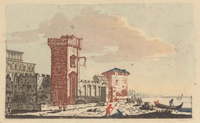 城、遺跡、海景 - 6色の彫刻 作： Johann Teyler