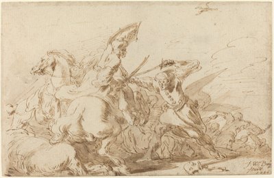 東洋の騎馬隊と兵士の戦い 作： Johann Wilhelm Baur