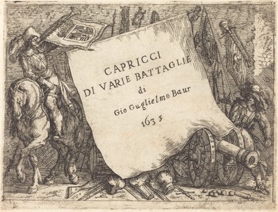 さまざまな戦いのカプリス タイトル ページ、1635 年。 作： Johann Wilhelm Baur