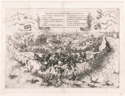 オースターヴェールの戦い、1567年 Pugna ad Osteruelam、Margarita Parmensi Gubernatrice。 1567 (オブジェクトのタイトル) 作： Johann Wilhelm Baur