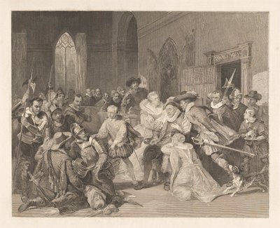 1852 年 3 月 18 日、ウィリアム王子に対するジャン ド ジャレギの攻撃 作： Johann Wilhelm Kaiser (I)