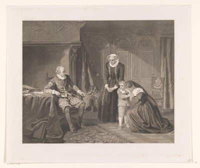Reinier van Oldenbarnevelt の母親、妻、息子がマウリッツに慈悲を乞う、1623 年 作： Johann Wilhelm Kaiser (I)