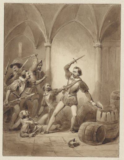 1570年、レーヴェステインでのヘルマン・デ・ロイターの死 作： Johann Wilhelm Kaiser (I)