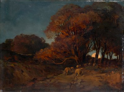 月明かりの下で秋の森 作： Johann Wilhelm Schirmer
