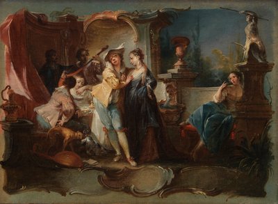 娼婦と暮らす放蕩息子、c.1750（キャンバスに油彩） 作： ヨハン・ヴォルフガング・バウムガルトナー