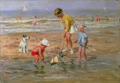 海辺で遊ぶ子供たち 作： Johann Zoetelief Tromp