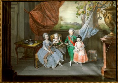 エトルリア家のルイ1世の肖像、姉妹のカロリーヌ、マリー・アントワネット、シャルロットとともに、1780年頃（絵画 作： Johann Zoffany