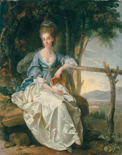 トスカーナの風景の中のミスマチルダクレヴランドの肖像画 作： Johan Joseph Zoffany