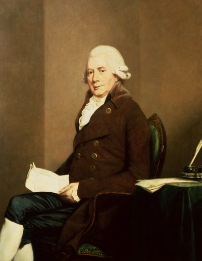 座っている紳士の肖像画、おそらくウィリアム・ハンター（キャンバスに油彩） 作： Johann Zoffany