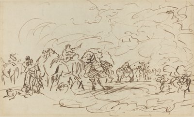 キャラバンを追い越す砂漠の砂嵐 作： Johann Zoffany
