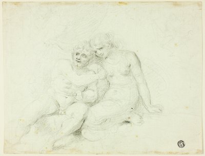 座っている男性が女性の近くにいる 作： Johann Zoffany