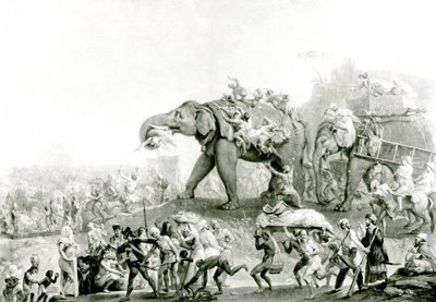 カルカッタへのハイダーバック大使館、1800年頃 作： Johan Joseph Zoffany
