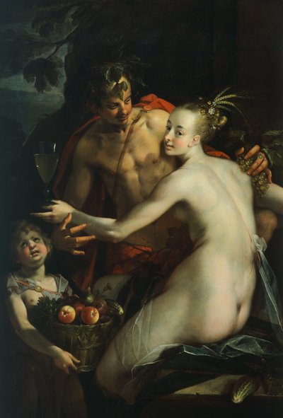 バッカス、ビーナス、キューピッド、ハンス・フォン・アーヘン作（1552-1615） 作： Johann or Hans von Aachen
