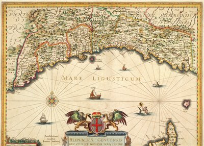 ジェノバ共和国、ヤン・バプティスト・ヴィレンツの地図、銅版画 作： Johannes Baptista Vrints