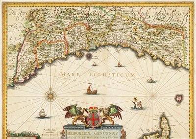 ジェノバ共和国、ヤン・バプティスト・ヴィエンツによる地図、銅版画 作： Johannes Baptista Vrints