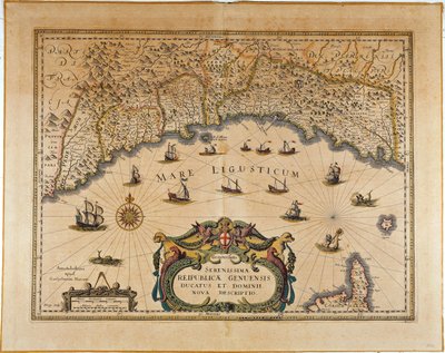 ジェノバ共和国、ヤン・バプティスト・ヴィエンツによる地図、銅版画 作： Johannes Baptista Vrints