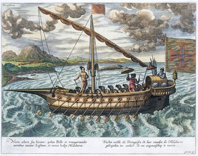 フスタ、「Jan Huyghen van Linschoten、東西インド諸島への航海談話」の挿絵、1579-92 作： Johannes Baptista van Doetechum the Younger