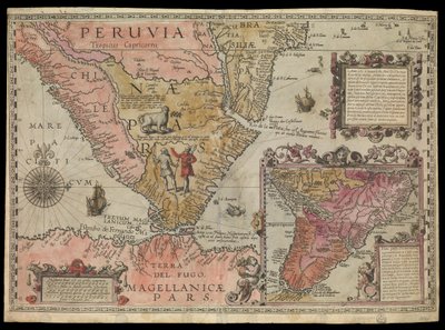 南米ペルー南端 1590年頃（手彩色） 作： Johannes Baptista van the Younger Doetechum