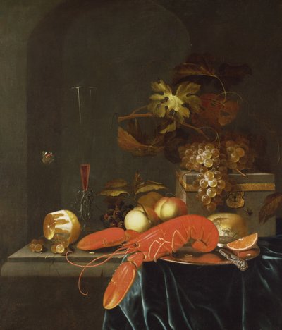 ロブスターと果物の静物 作： Johannes Borman