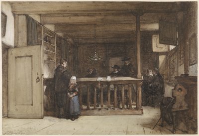 給料日: 17 世紀の人物で飾られたニーウ・ロースドレヒトの裁判所の市会議員の部屋 作： Johannes Bosboom