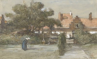 ハーグの Paviljoensgracht にある Heilige Geesthofje の中庭 作： Johannes Bosboom