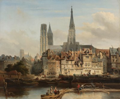 ルーアンのQuay de Paris ルーアンのパリの岸壁 作： Johannes Bosboom