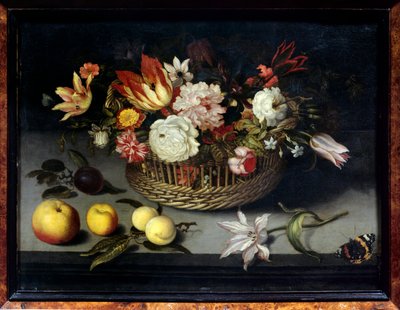 花かご ヨハネス・ボスシャール（1610-1628）の絵（ec flam） 17世紀 薄暗い 0.34x0.45 m パリ、ルーヴル美術館 作： Johannes Bosschaert