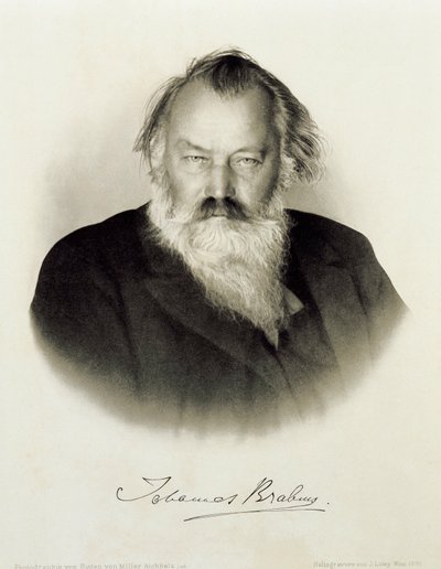 ドイツの作曲家、ピアニスト、指揮者であるJohannes Brahmsの肖像が刻まれています。 作： Johannes Brahms