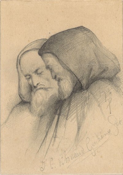 僧侶の服を着た 2 人の老人 作： Johannes Christiaan d
