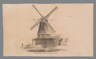 Weteringpoort の外にある De Vink 風車の眺め Wetering Poortの外のMill de Vink (オブジェクトのタイトル) 作： Johannes Cornelis van Pappelendam