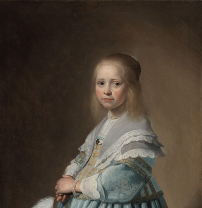 青い服を着た少女の肖像 青の少女の肖像画 作： Johannes Cornelisz. Verspronck