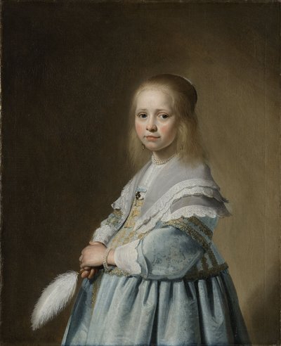 青色の服を着た少女の肖像 作： Johannes Cornelisz. Verspronck