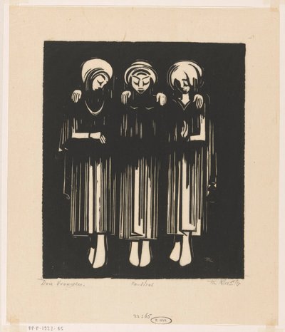 3 人の女性 (オブジェクトの元のタイトル) 作： Johannes Frederik Engelbert ten Klooster (signed by artist)