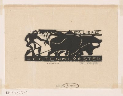 J.F.E. の Ex libris 回廊で 作： Johannes Frederik Engelbert ten Klooster (signed by artist)
