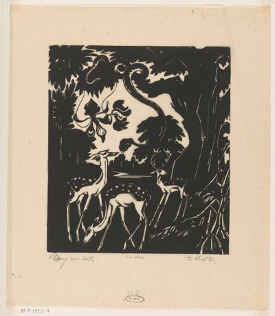 ヘビとシカ (オブジェクトの元のタイトル) 作： Johannes Frederik Engelbert ten Klooster (signed by artist)